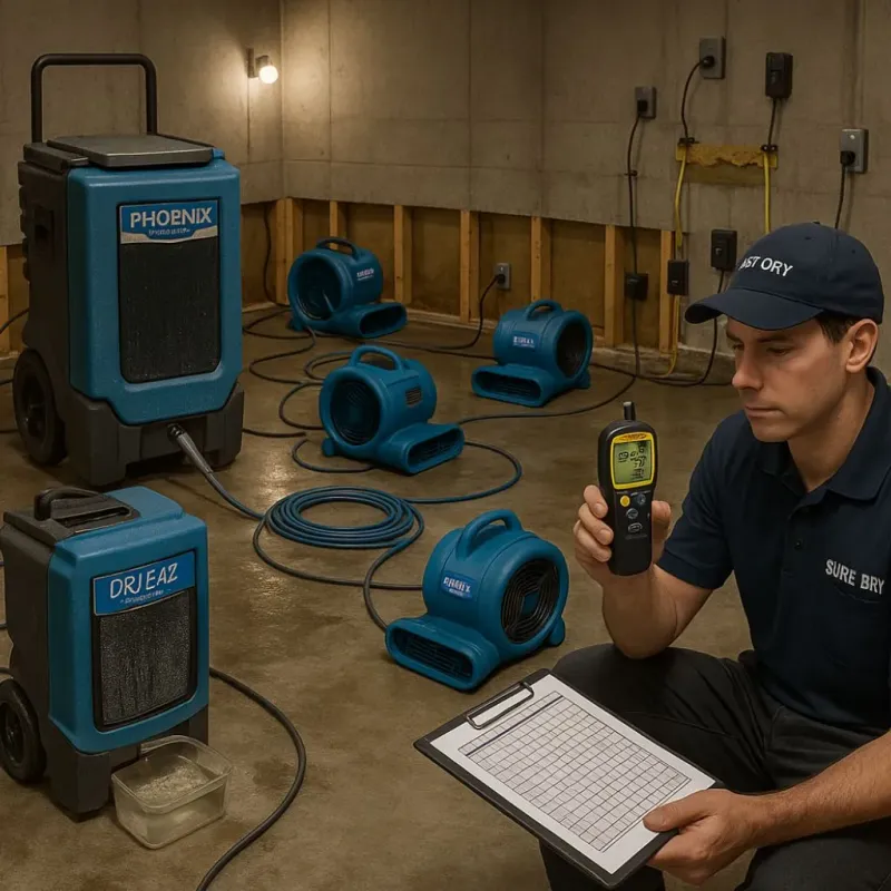 Structural Drying and Dehumidification process in Ralls, TX